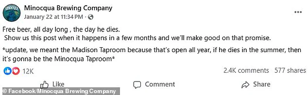 Minocqua Brewing Company's 'Free Beer on Trump's Death Day' Post Sparks Debate Amid Polarized Reactions to President's Tenure