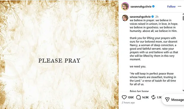 Savannah Guthrie's Emotional Plea for Help as Search for Missing Mother Enters Third Day