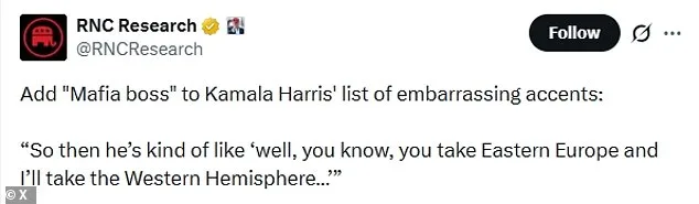 Kamala Harris' Mock Mob Boss Accent in Trump Critique Draws Immediate Backlash